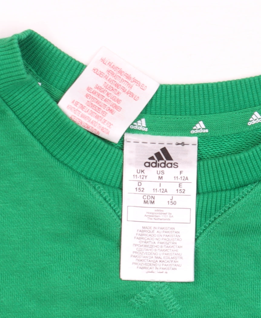 Adidas Boys Green Crew Neck Pullover Sweatshirt 11-12 Years