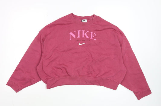 Nike Womens Pink Crew Neck Pullover Sweatshirt XL Relaxed Fit