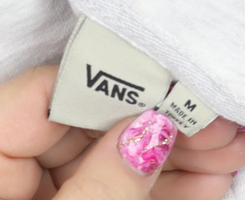 Vans Womens Grey Pullover Hoodie Medium Cotton Blend Logo Casual