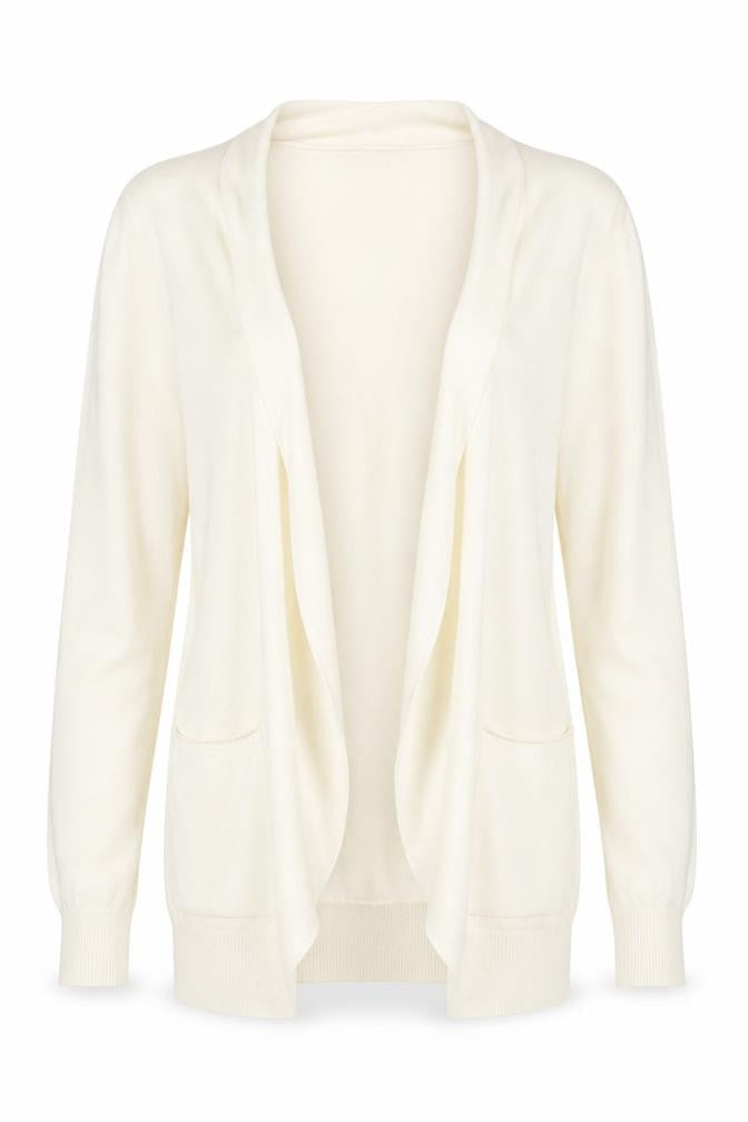 Front view of French Connection Women’s Ivory Long Sleeve Open Knit Cardigan L