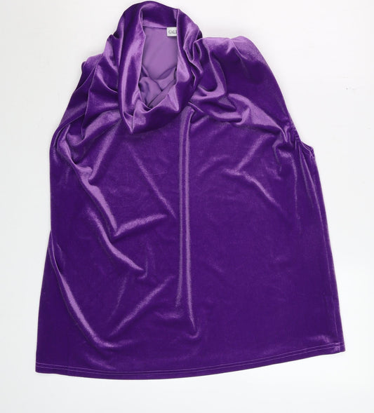 Gallery Women’s Purple Velvet Cowl Neck Sleeveless Top Size L