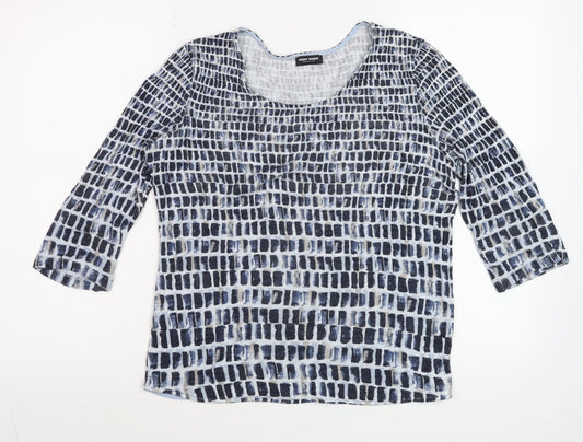 Gerry Weber Women's Blue Geometric 3/4 Sleeve Viscose T-Shirt Size 10
