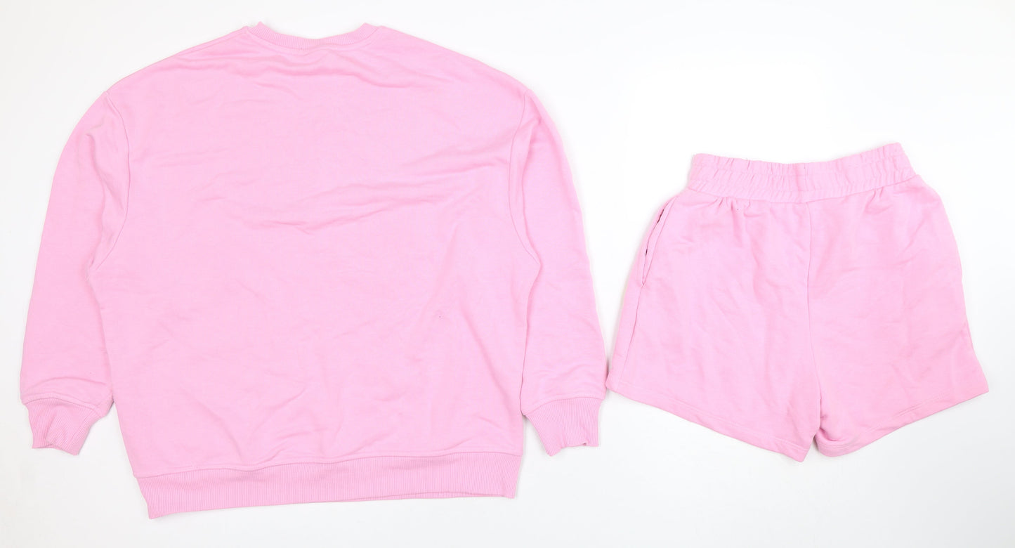 Smiley World Womens Pink XS Sweatshirt & Shorts Set Casual Loungewear