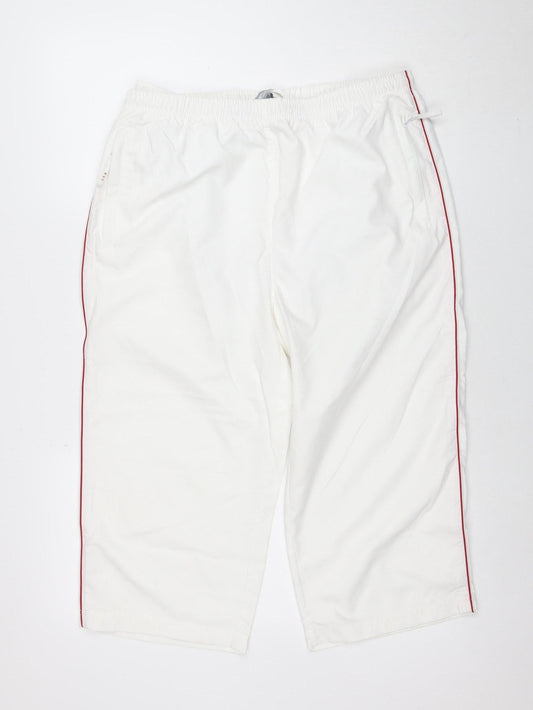 U.S. Athletic Men's White M Track Pants Polyester Elastic Waist