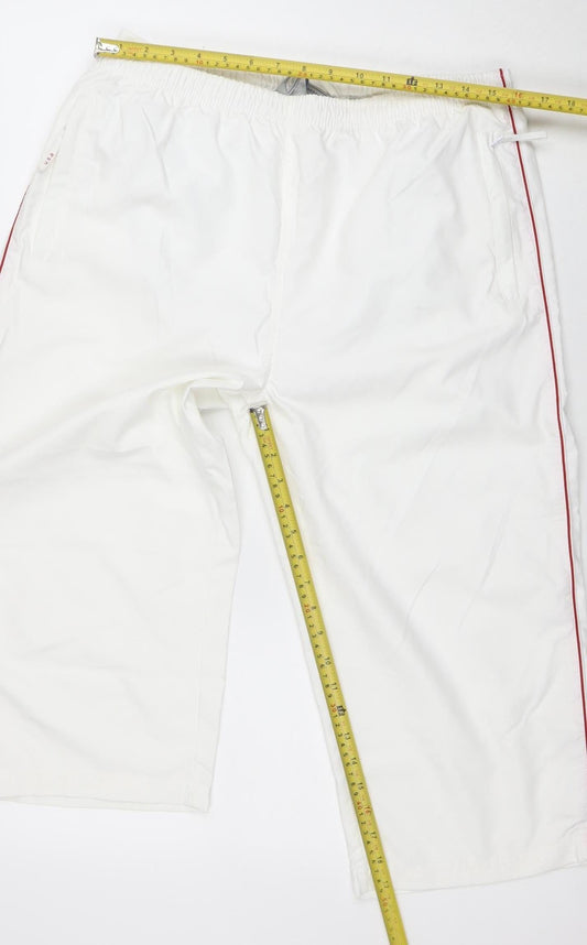 U.S. Athletic Men's White M Track Pants Polyester Elastic Waist