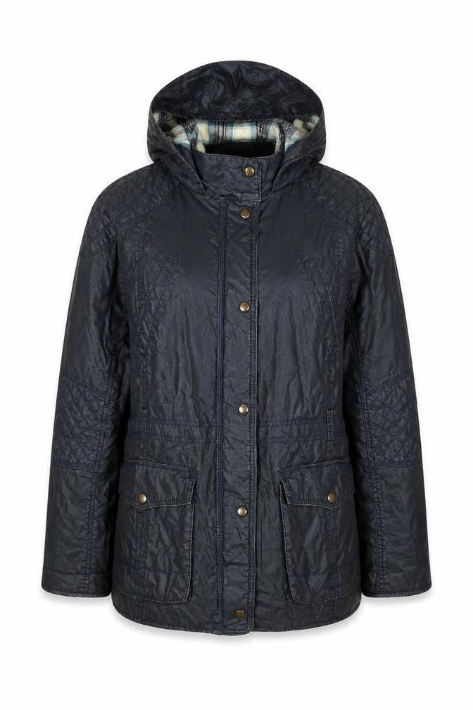 Marks & Spencer Women's Blue Hooded Parka Jacket UK 14 Belted Waterproof