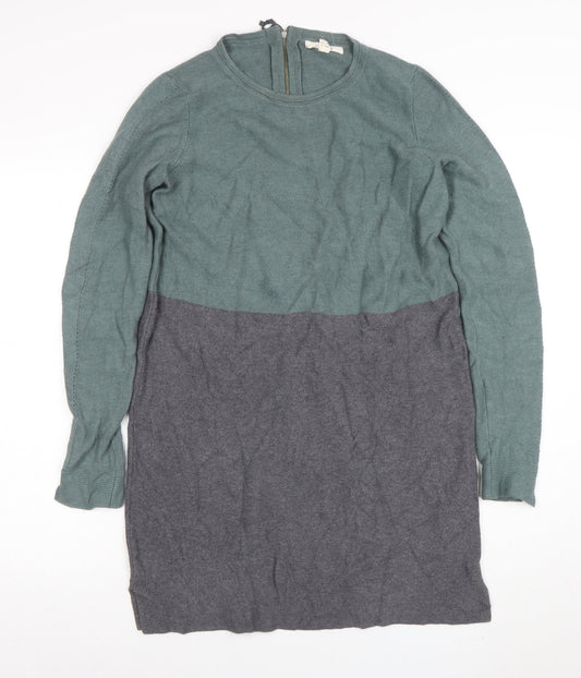 Whistles Women's Green Knit Tunic Jumper Size 12 Long Sleeve Crew Neck