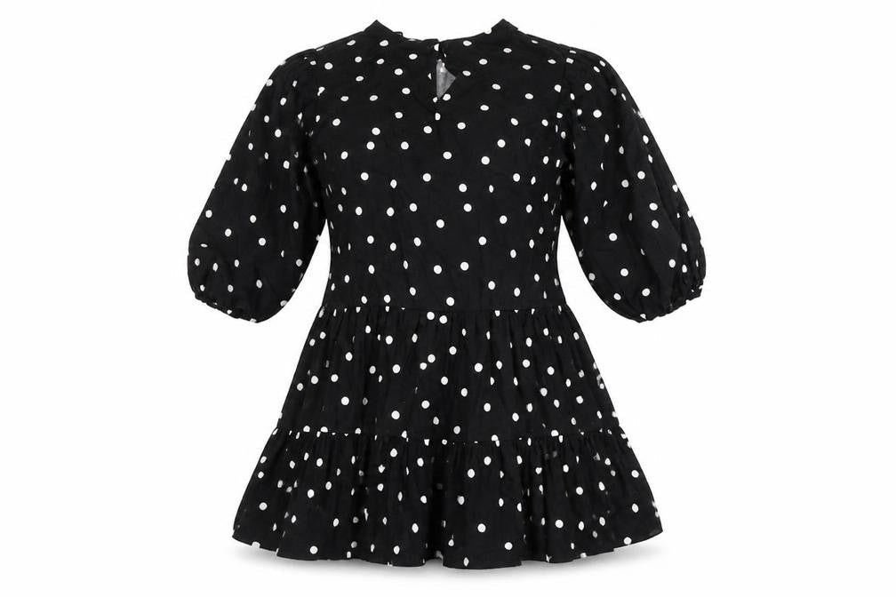 New Look Women Black Polka Dot A-Line Short Dress Size 14