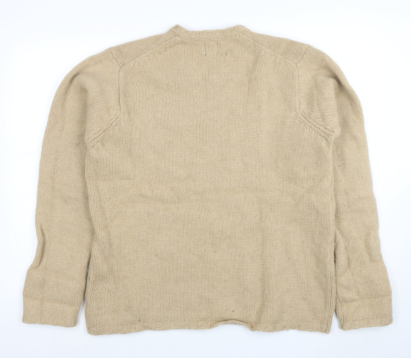 GAP Women Beige Lambswool V-Neck Long Sleeve Jumper L