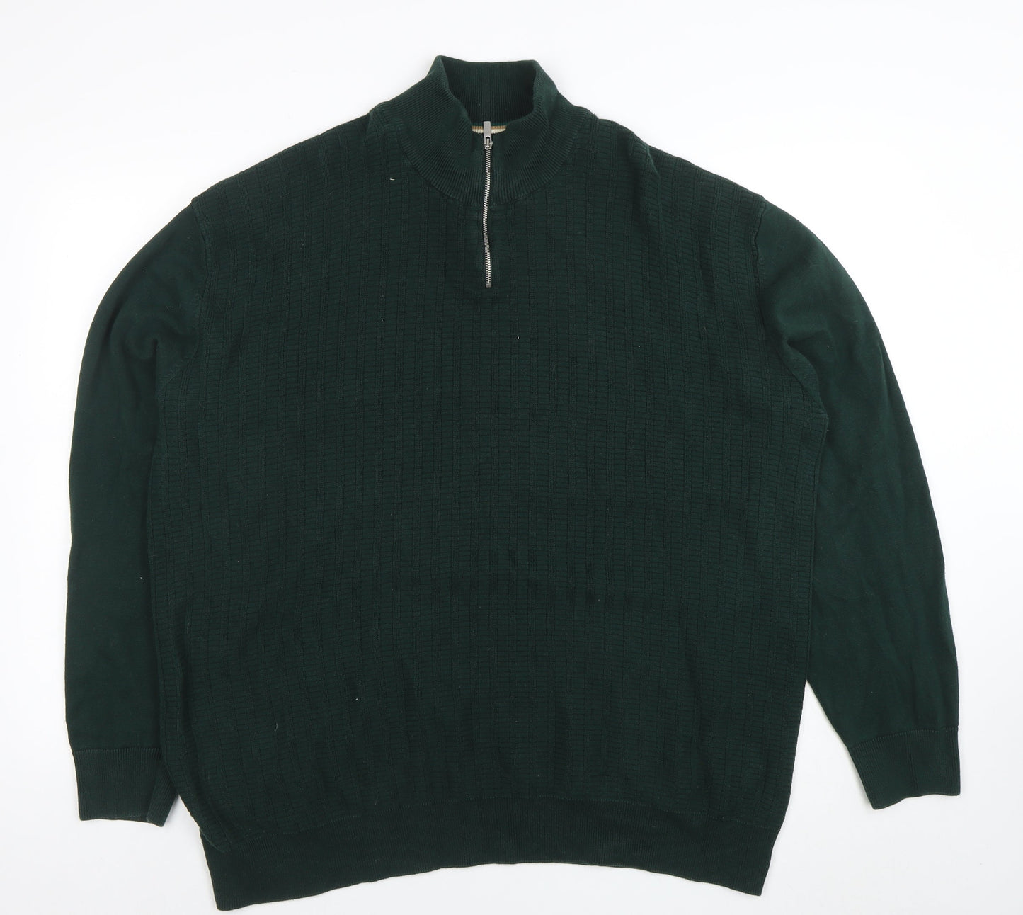 Next Men’s Green 2XL Cotton 1/2 Zip High Neck Jumper