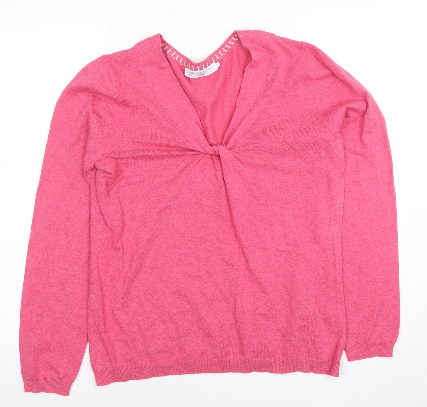 John Lewis Womens Pink V-Neck Cotton Blend Jumper Size 12