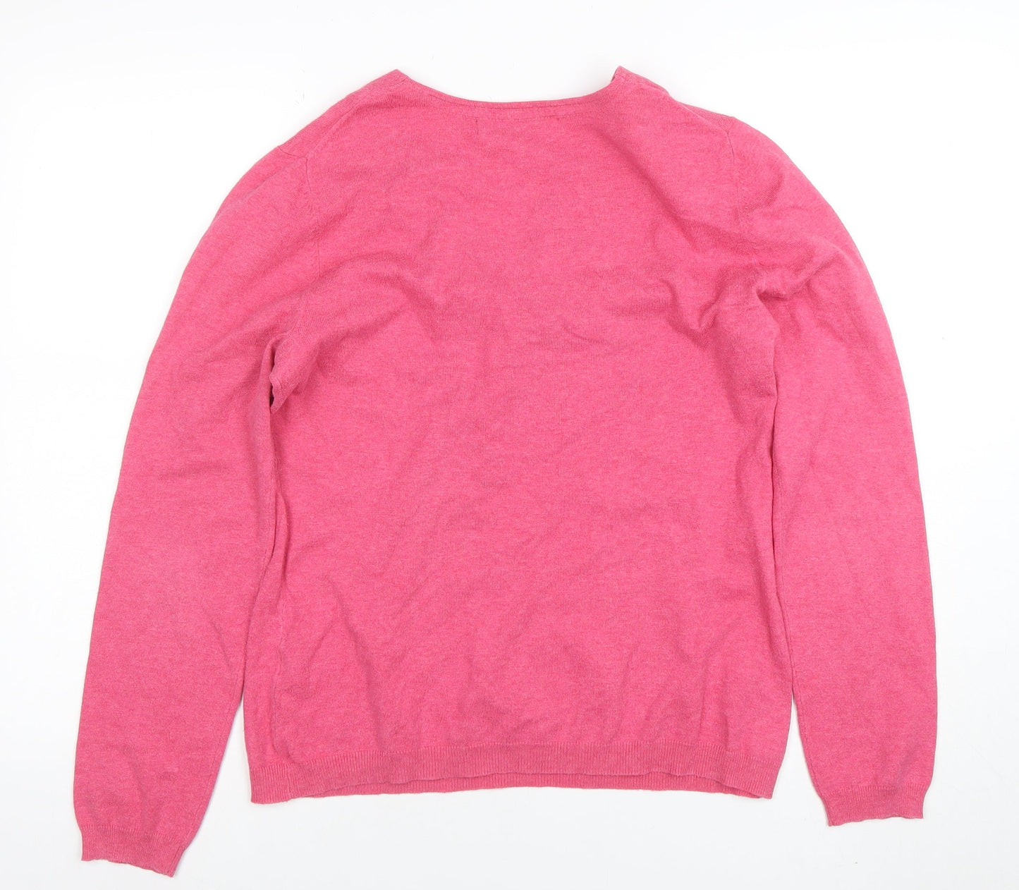 John Lewis Womens Pink V-Neck Cotton Blend Jumper Size 12