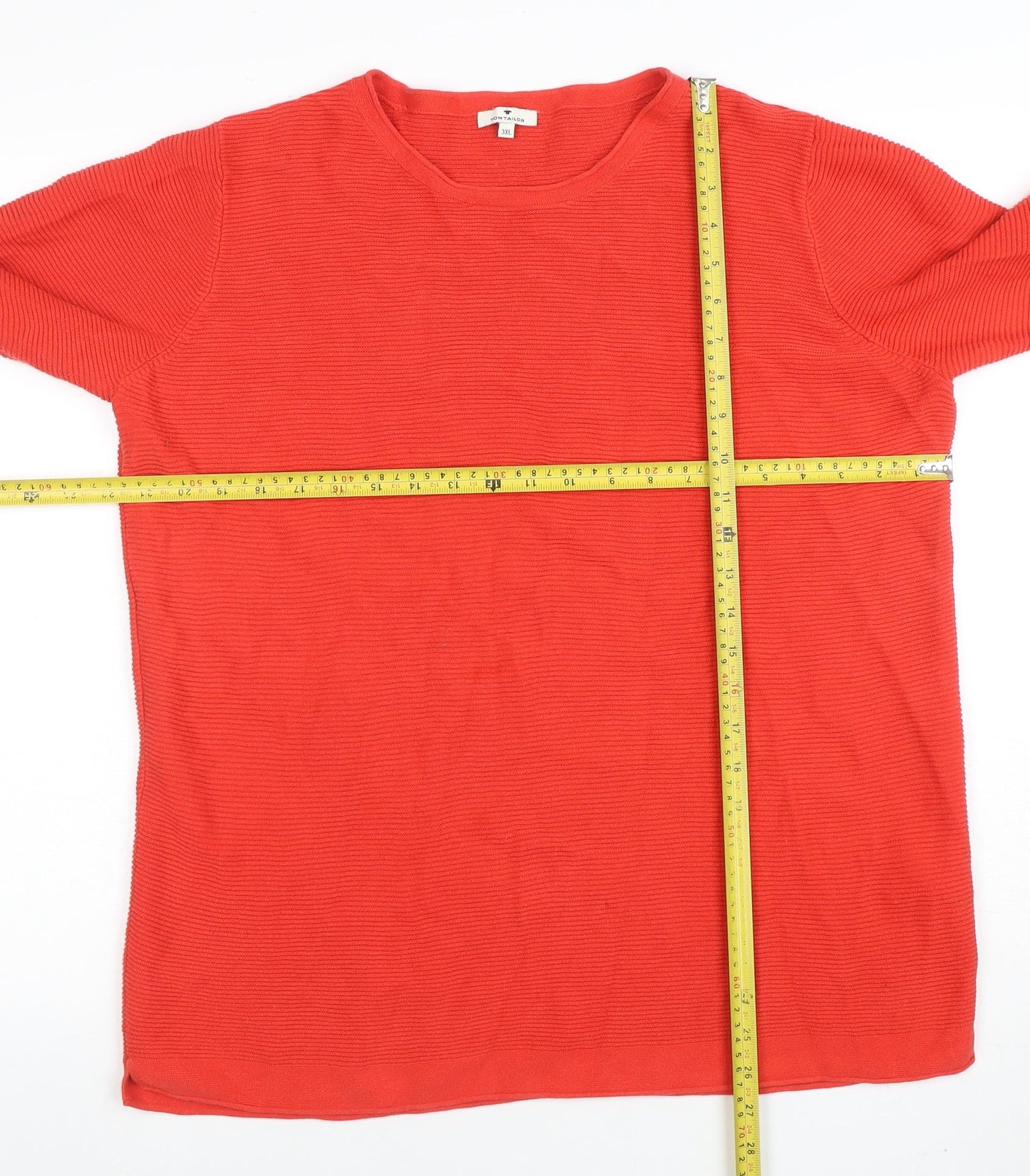 Tom Tailor Women's Red Cotton Knit Pullover Jumper 3XL