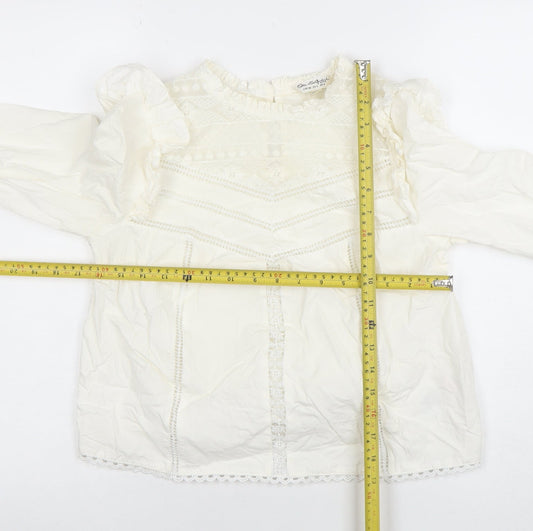 OshKosh B'gosh Teens Ivory Ruffle Lace Cotton Blouse UK 6