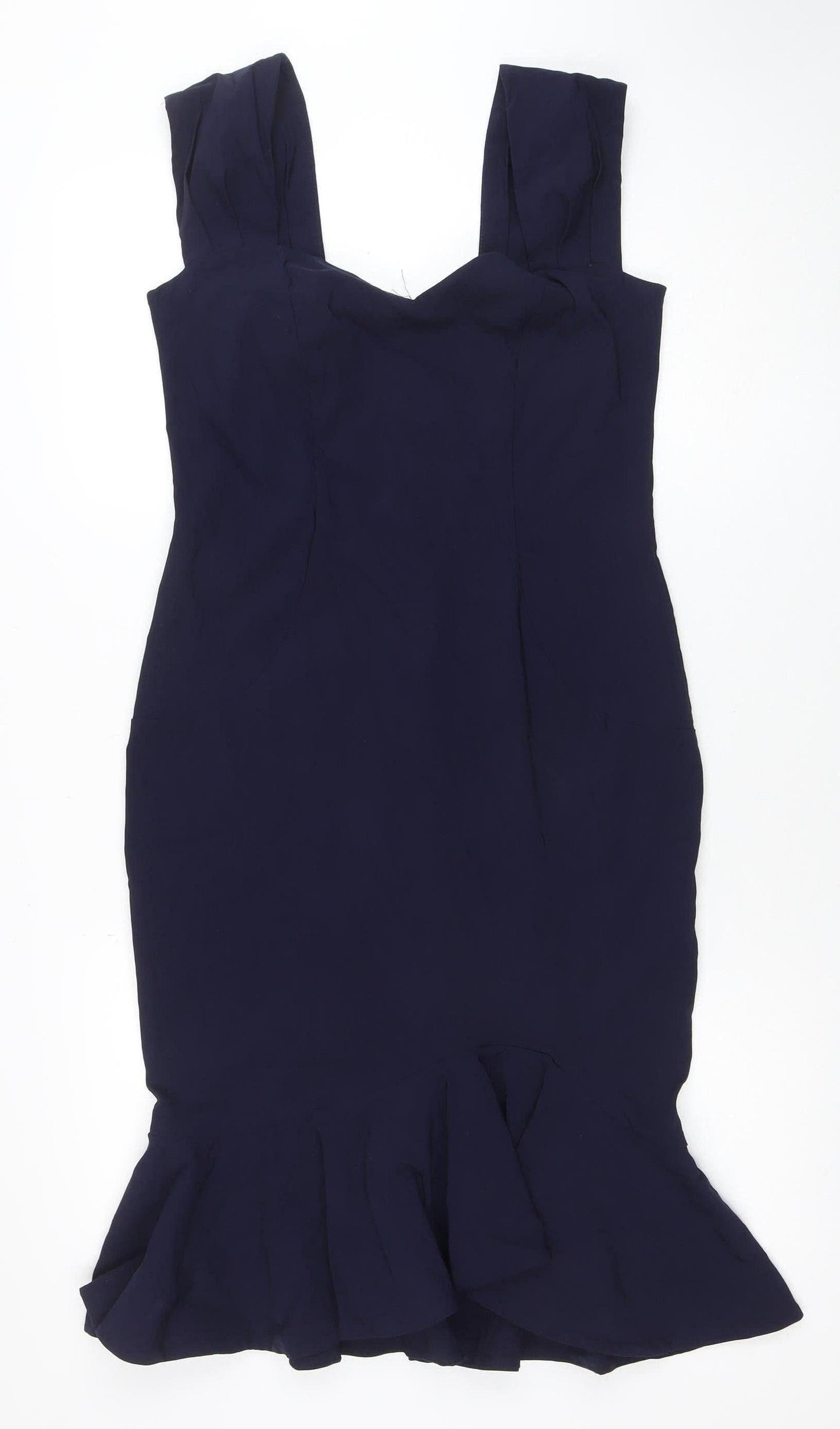 Amy Childs Collection Women's Blue Off Shoulder Ruffle Bodycon Dress Size 14