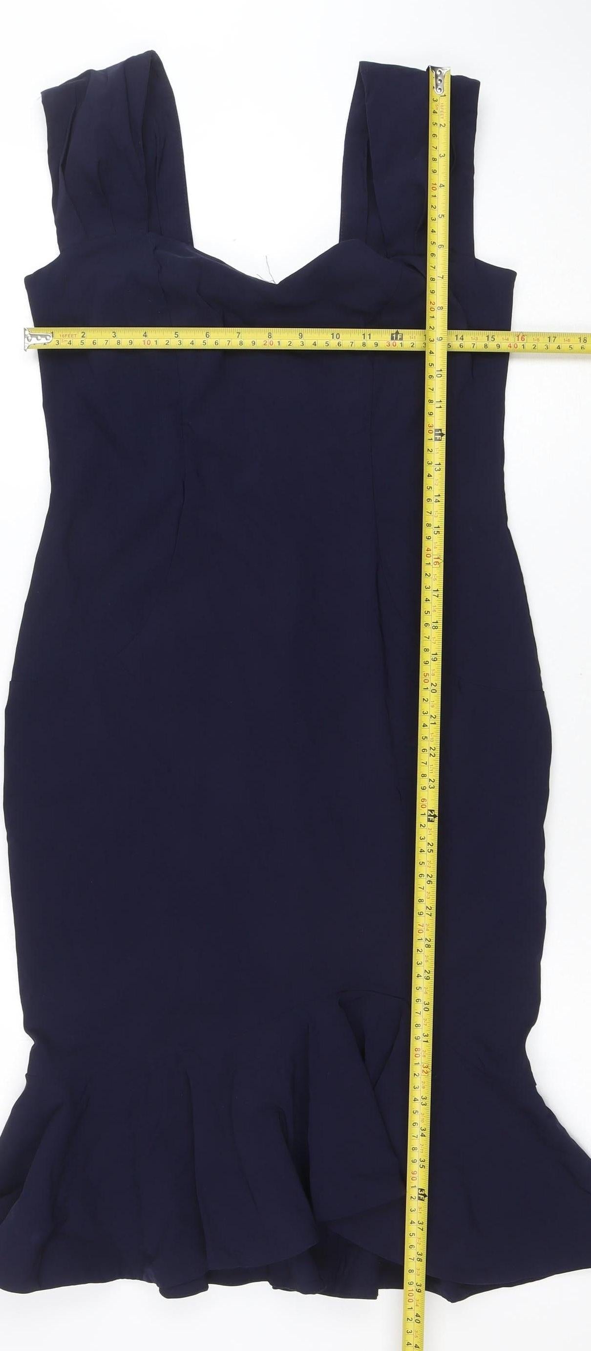 Amy Childs Collection Women's Blue Off Shoulder Ruffle Bodycon Dress Size 14