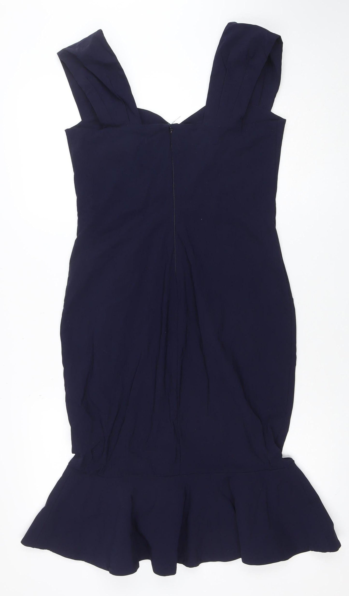 Amy Childs Collection Women's Blue Off Shoulder Ruffle Bodycon Dress Size 14