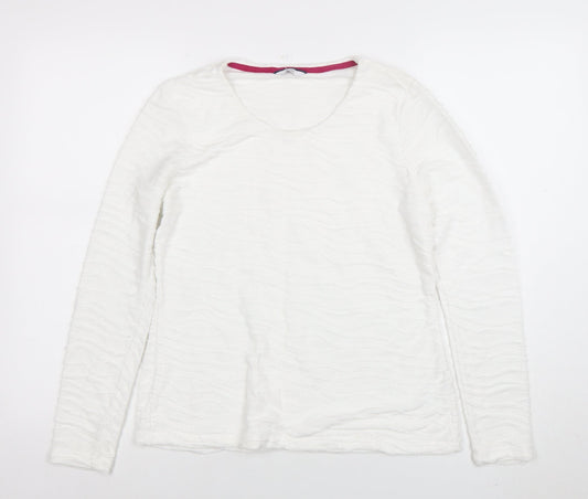 Dash Women’s White Long Sleeve Scoop Neck Jersey Top Size 12