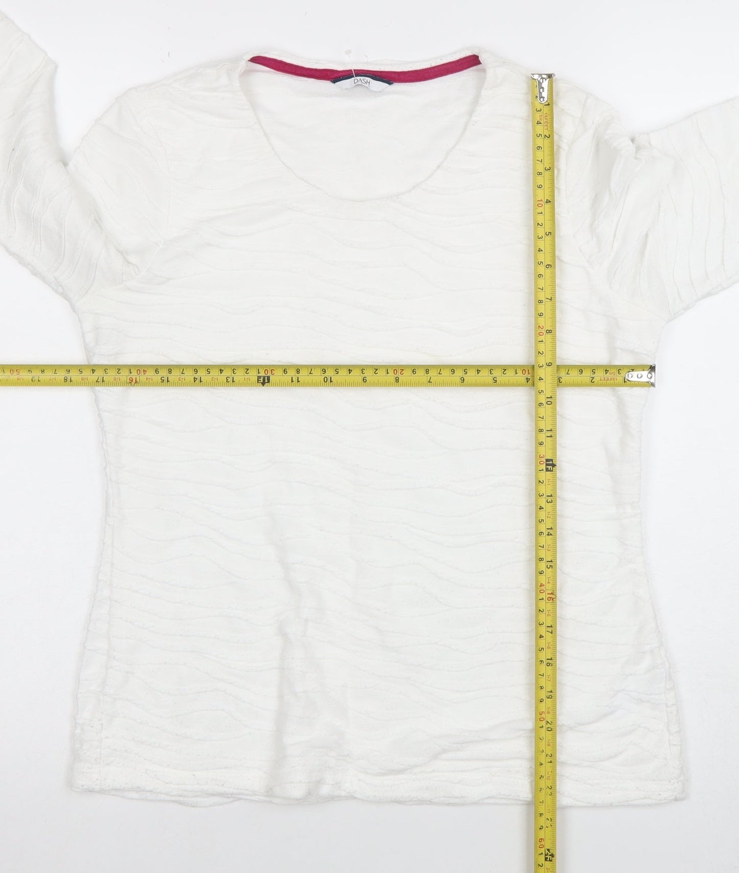 Dash Women’s White Long Sleeve Scoop Neck Jersey Top Size 12