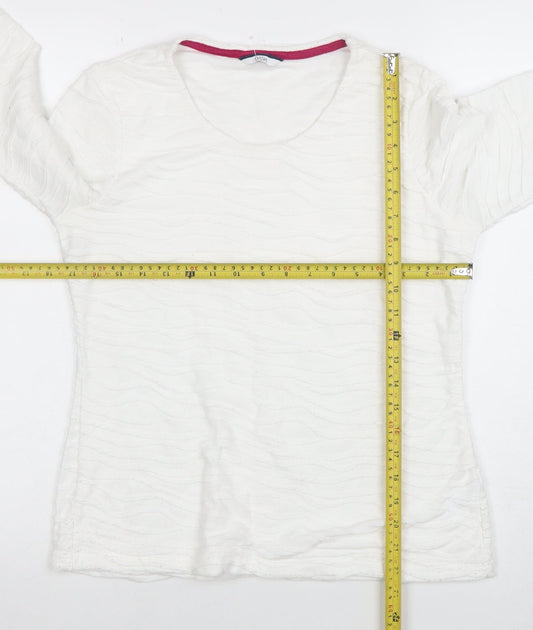 Dash Women’s White Long Sleeve Scoop Neck Jersey Top Size 12