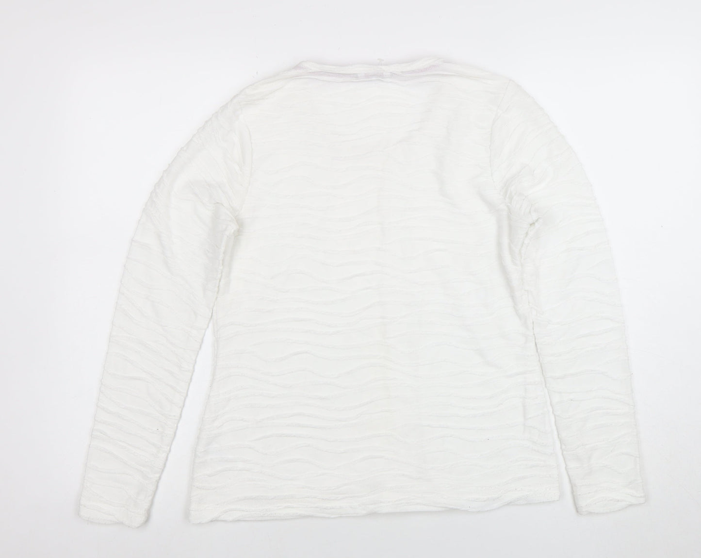 Dash Women’s White Long Sleeve Scoop Neck Jersey Top Size 12