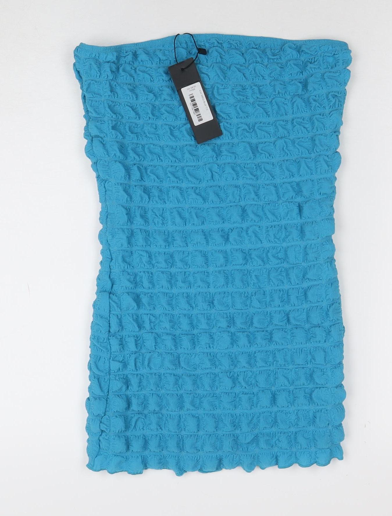 Motel Women Blue Strapless Stretch Bodycon Short Dress Size S