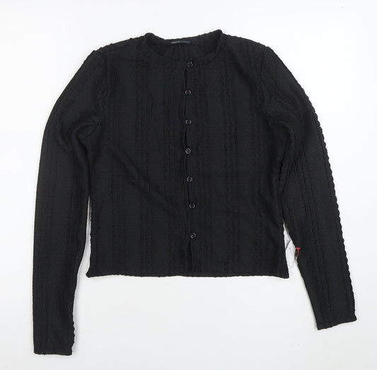 ASOS Women’s Black Cropped Button-Up Long Sleeve Top Size S