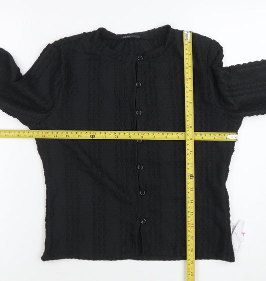 ASOS Women’s Black Cropped Button-Up Long Sleeve Top Size S
