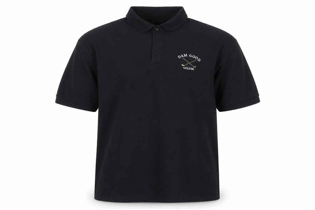 Anvil Men's Black XL Golf Polo Shirt Funny Embroidered Cotton Top