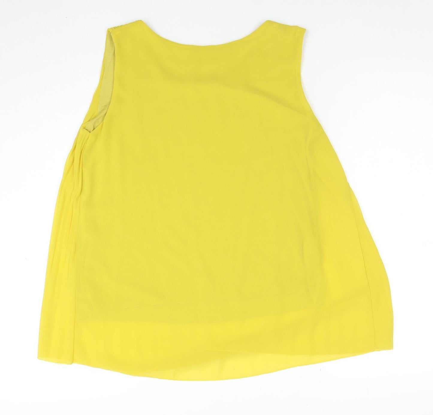Gerard Womens Yellow Sleeveless Pleated Tunic Blouse Size S