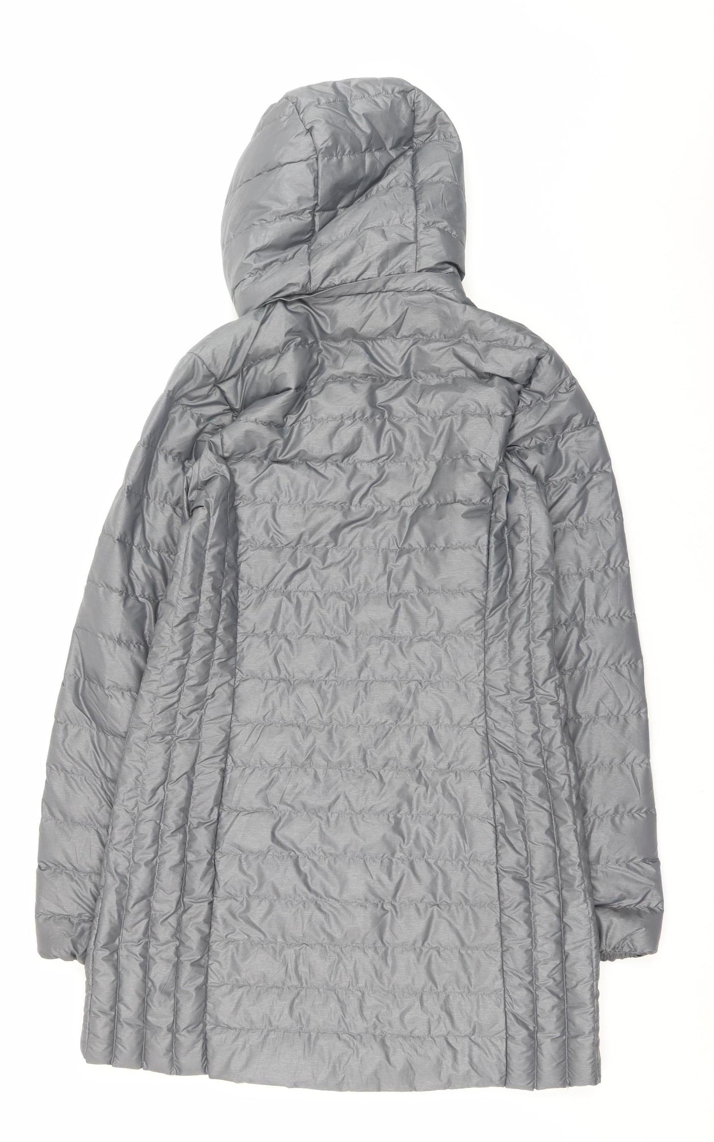 32 Degrees Women's Grey Long Lightweight Puffer Coat Hooded Size S