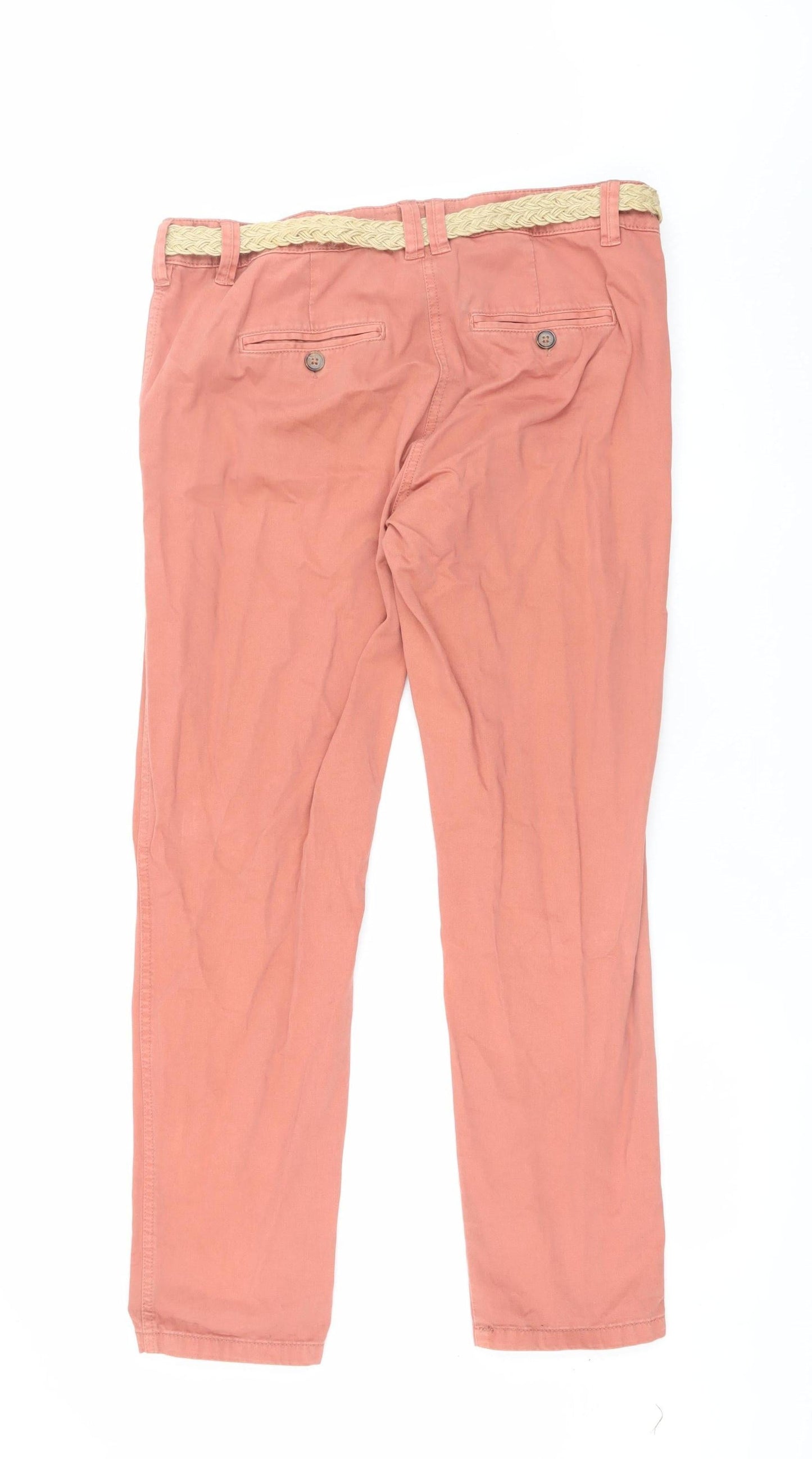 Next Men's Orange Cotton Chino Trousers Size 12 Regular Straight Fit