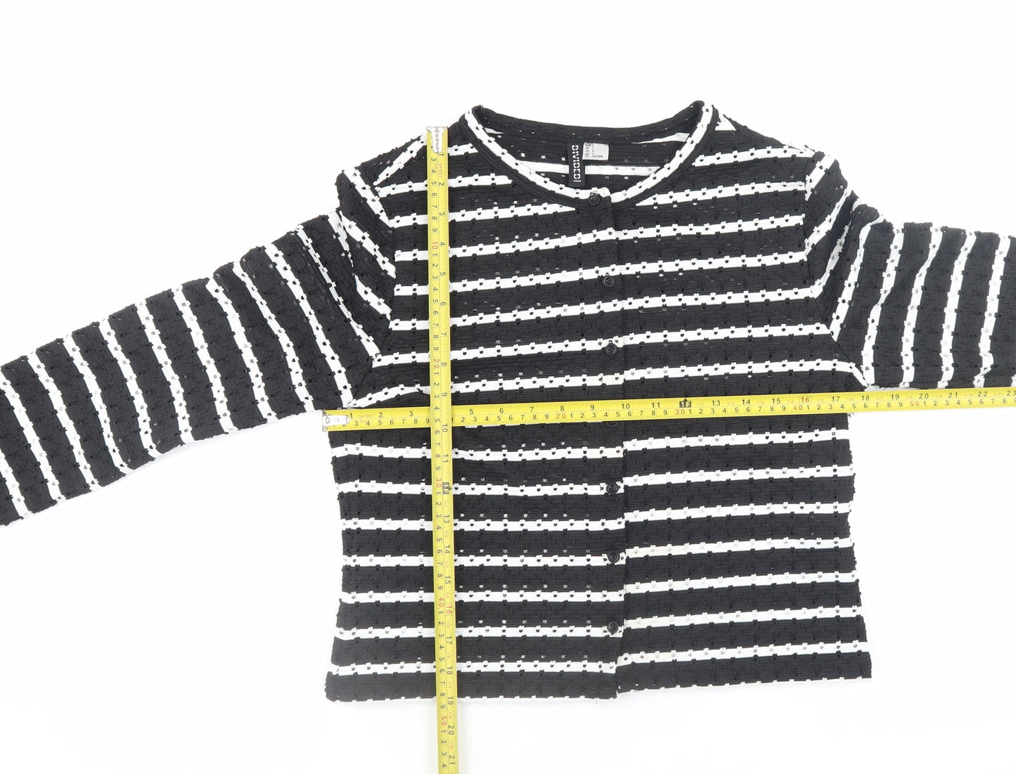 H&M Divided Women’s Black White Striped Knit Cardigan Size 14