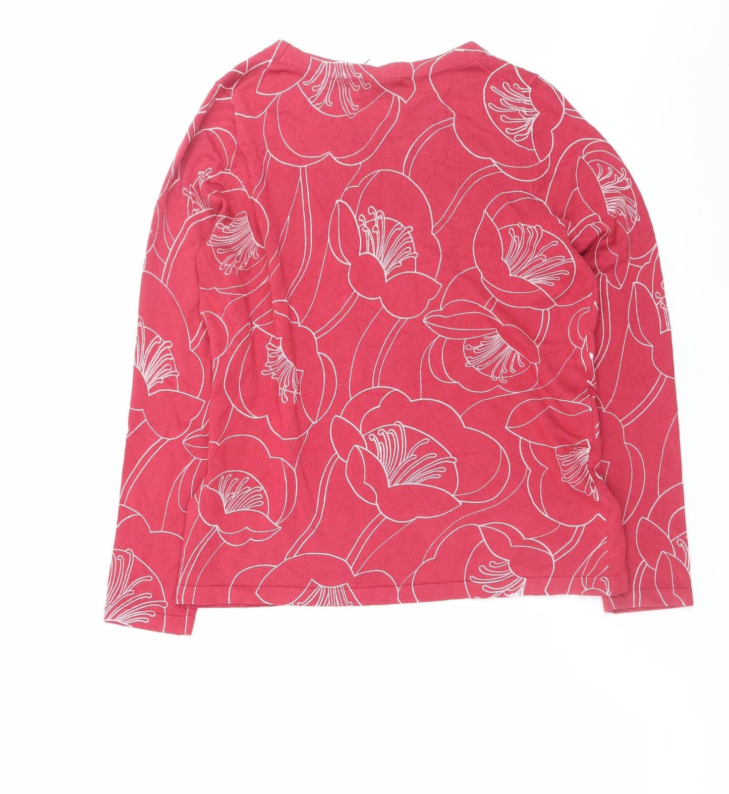 Next Womens Pink Floral Crew Neck Long Sleeve Pullover Jumper Size 14