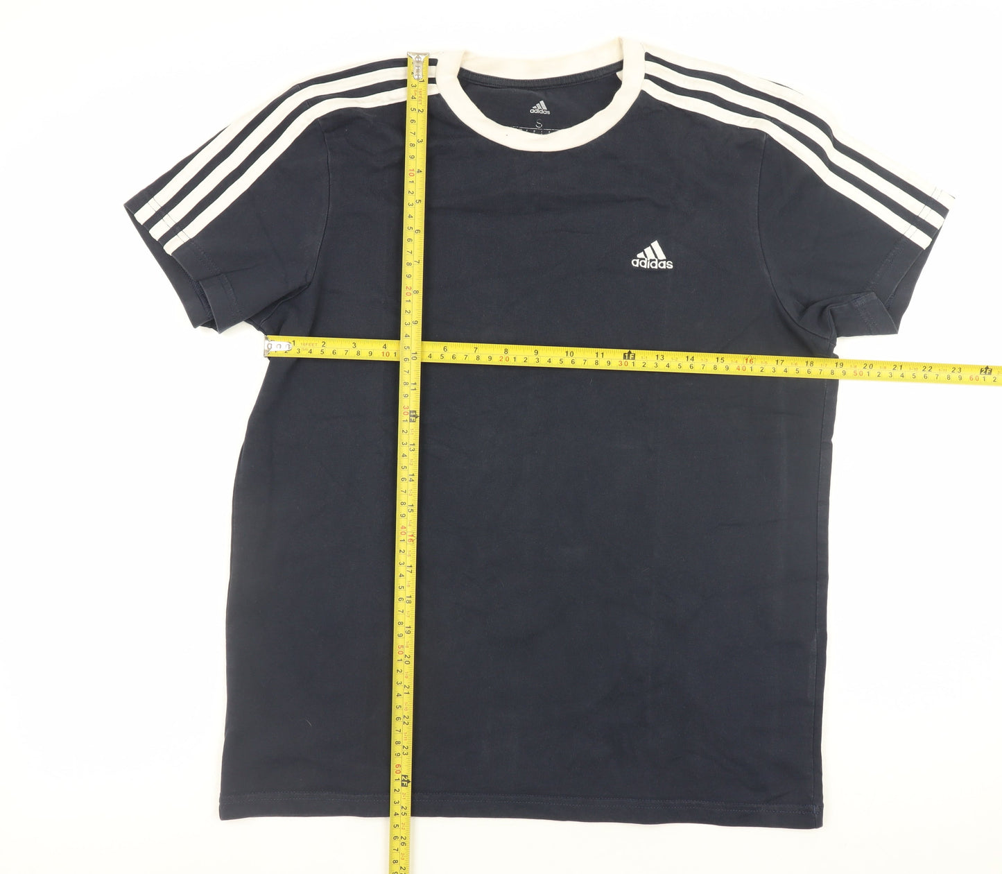 Adidas Men's Navy Blue Crew Neck Short Sleeve Cotton T-Shirt Size S