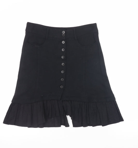 Comptoir Des Cotonniers Womens Black Knee Length A-Line Skirt Size 8