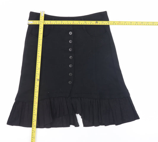 Comptoir Des Cotonniers Womens Black Knee Length A-Line Skirt Size 8
