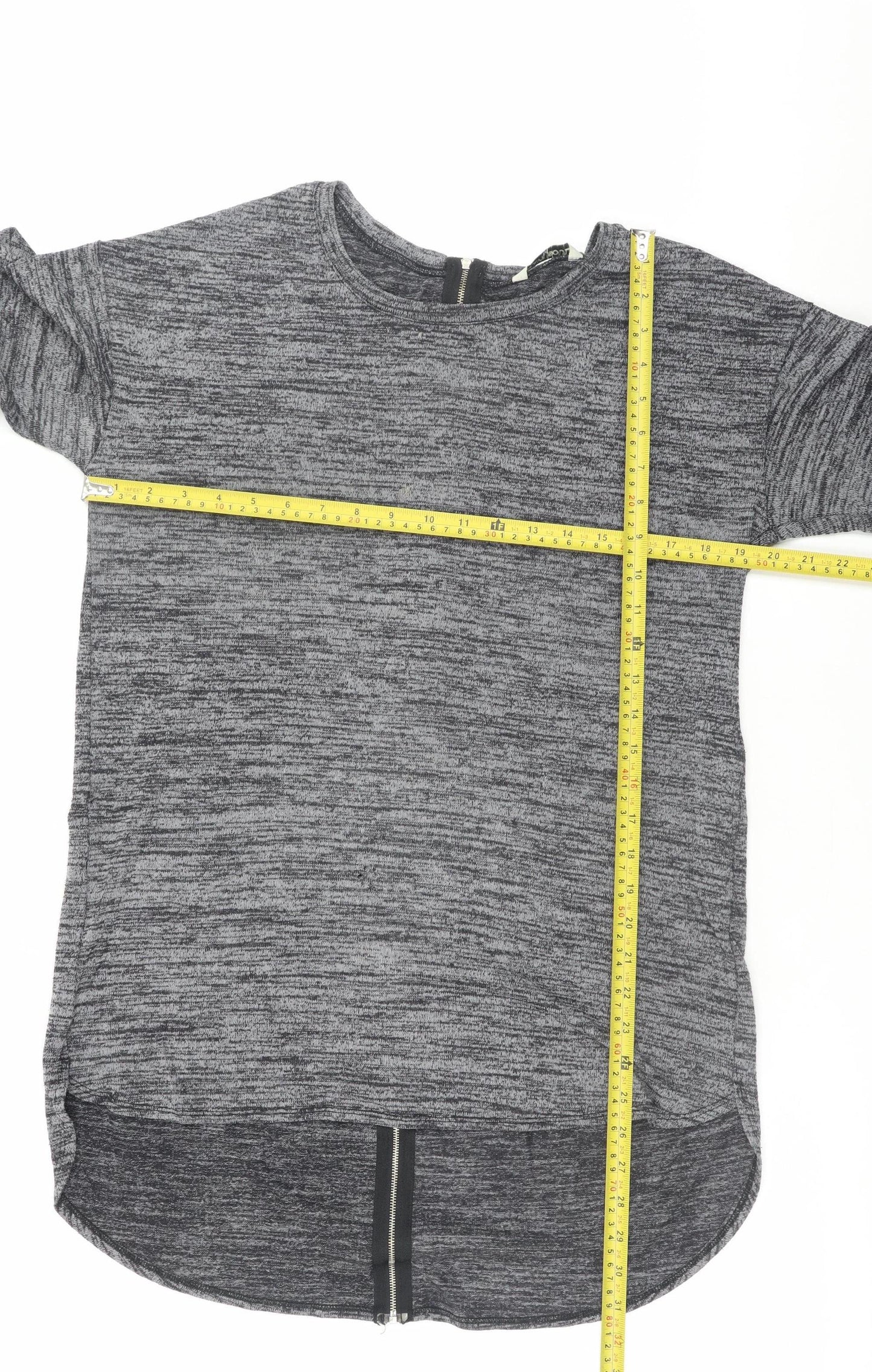 Brave Soul Womens Grey Long Sleeve Zip Back Jersey Top Size M