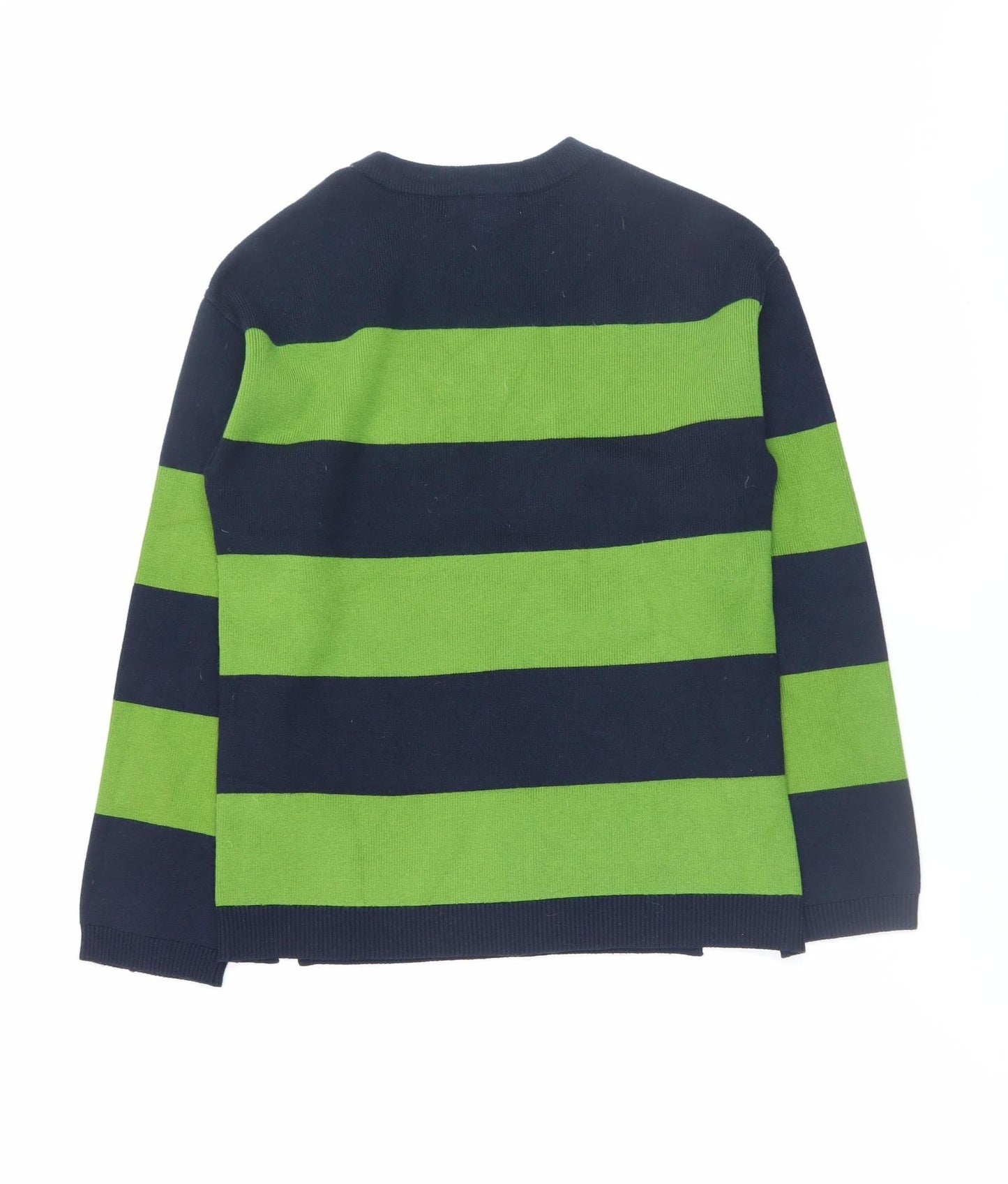 Marks and Spencer Women's XS Green Navy Striped Crew Neck Jumper