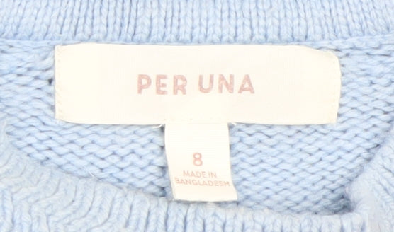 Marks and Spencer Per Una Women’s Blue Cable-Knit Jumper Size 8