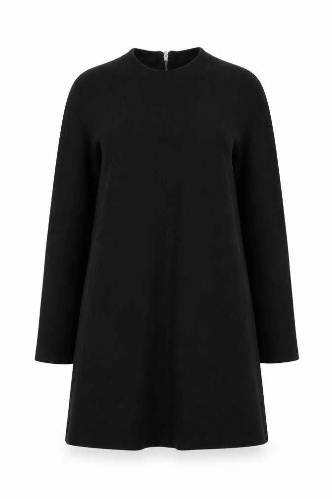 Zara Women Black Knit Shift Dress L Long Sleeve Round Neck