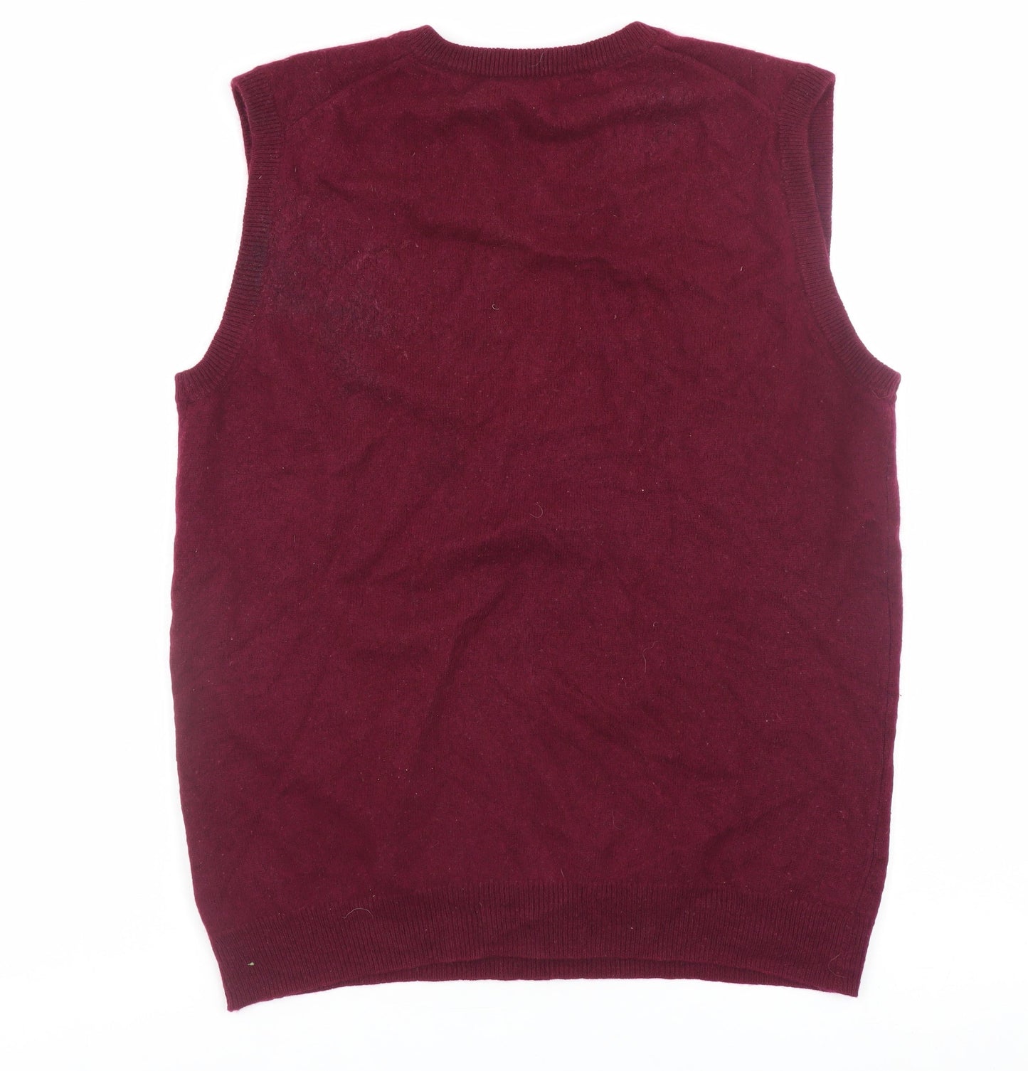 WoolOvers Women's Red V-Neck Merino Cashmere Sleeveless Vest S