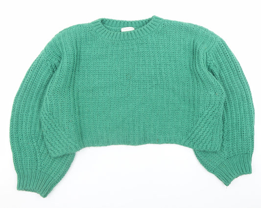 Topshop Women Green Chunky Knit Crew Neck Pullover Jumper M