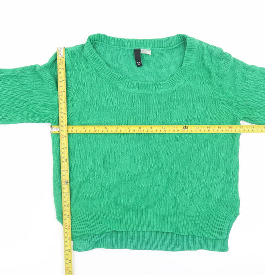H&M Divided Women's Green Cotton Knit Jumper Size 10