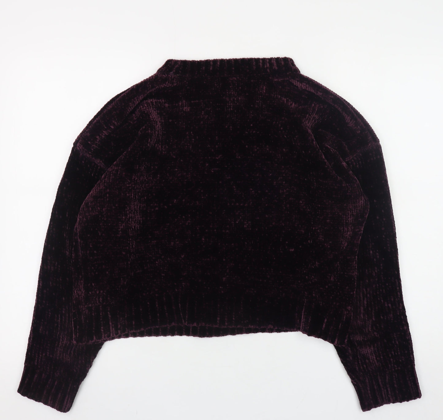New Look Women's Purple Velvet Crew Neck Long Sleeve Jumper Size M