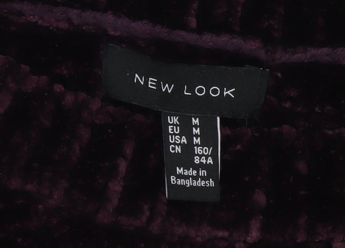 New Look Women's Purple Velvet Crew Neck Long Sleeve Jumper Size M