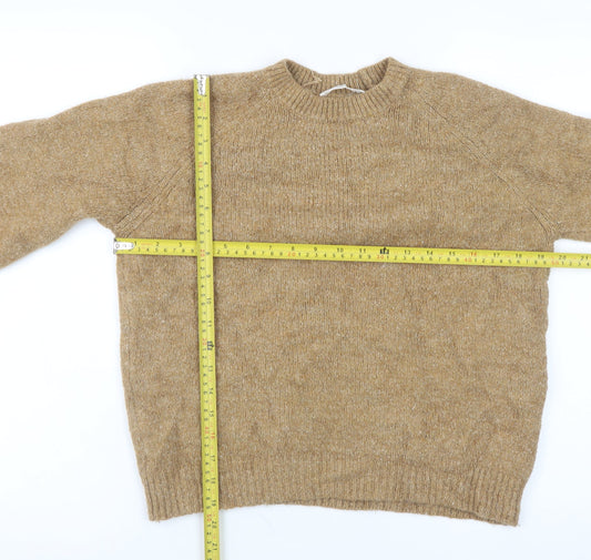 Mango Women Beige Wool Blend Pullover Jumper XS Classic Knit