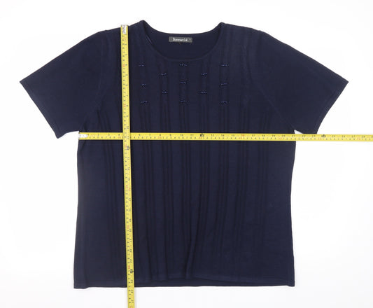 Bonmarché Women’s Blue Beaded Short Sleeve Knit Pullover Jumper L