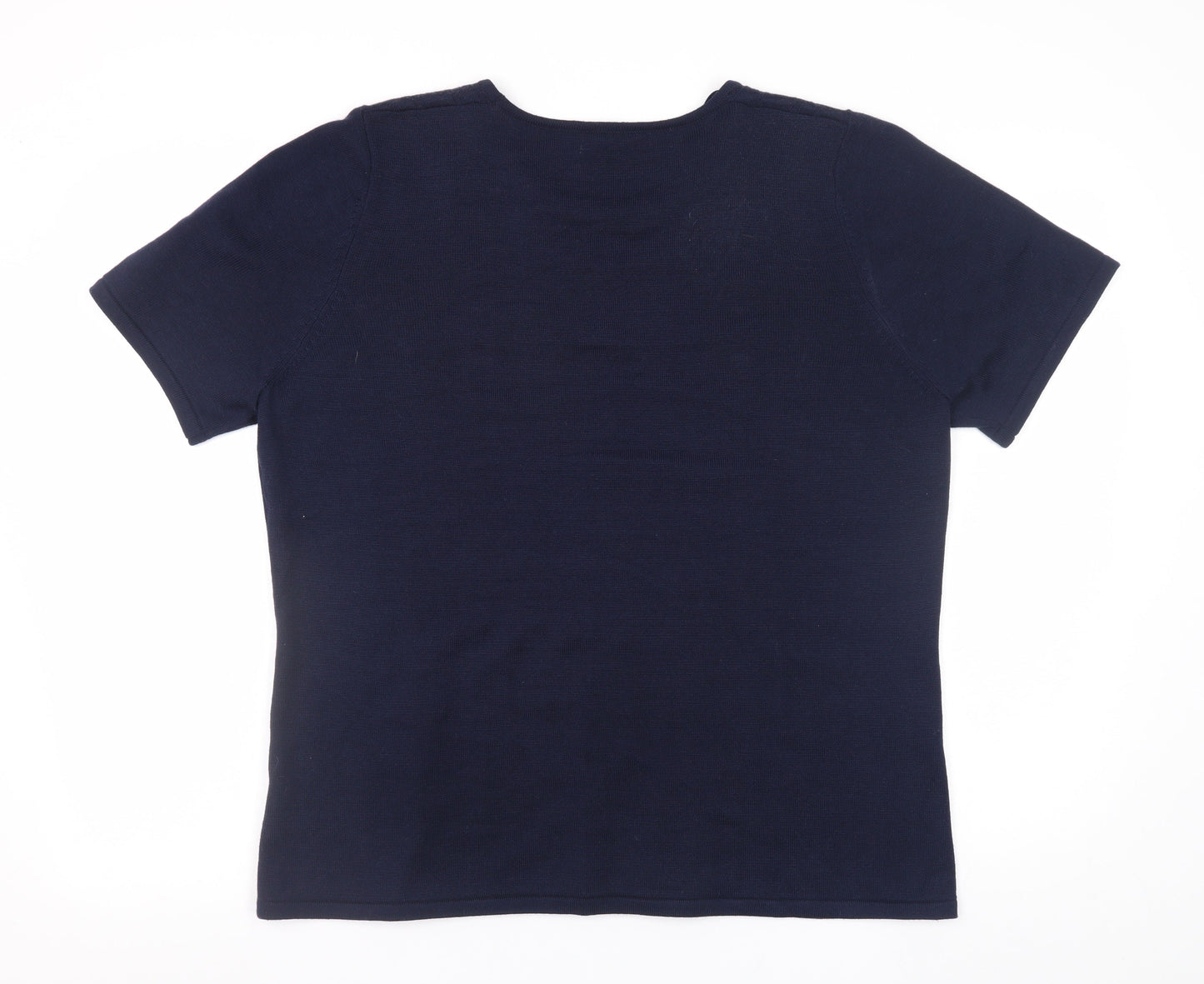 Bonmarché Women’s Blue Beaded Short Sleeve Knit Pullover Jumper L