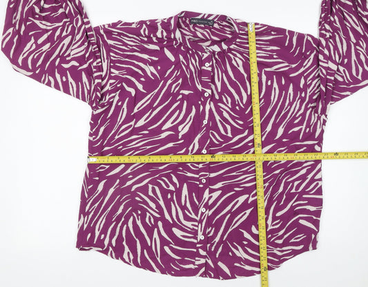 Marks and Spencer Women’s Purple Animal Print Blouse Size 10 Long Sleeve